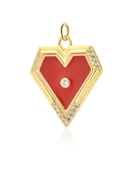 18k gold [D style] 925 Sterling Silver Cubic Zirconia Enamel Trend Heart Pendant